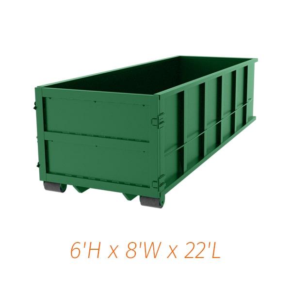 a thirty-yard dumpster can hold up to 30 cubic yards of waste and debris